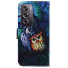 For OPPO Reno12 Pro 5G Global Coloured Drawing Flip Leather Phone Case(Oil Painting Owl) - 3