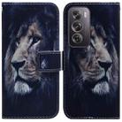 For OPPO Reno12 Pro 5G Global Coloured Drawing Flip Leather Phone Case(Lion) - 1