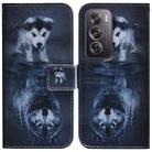 For OPPO Reno12 Pro 5G Global Coloured Drawing Flip Leather Phone Case(Wolf and Dog) - 1