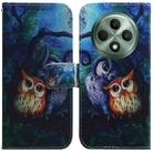 For OPPO Reno12 F 5G Coloured Drawing Flip Leather Phone Case(Oil Painting Owl) - 1