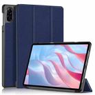 For Honor Pad X9 / X8 Pro 11.5 Custer Pure Color 3-Fold Holder Leather Tablet Case(Dark Blue) - 1