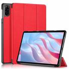 For Honor Pad X9 / X8 Pro 11.5 Custer Pure Color 3-Fold Holder Leather Tablet Case(Red) - 1