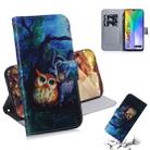 For Huawei Y6P Colored Drawing Horizontal Flip Leather Case with Holder & Card Slot & Wallet(Oil Painting Owl) - 1