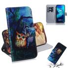 For Motorola Moto G8 Power Lite Colored Drawing Horizontal Flip Leather Case with Holder & Card Slot & Wallet(Oil Painting Owl) - 1