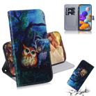 For Samsung Galaxy A21s Colored Drawing Horizontal Flip Leather Case with Holder & Card Slot & Wallet(Oil Painting Owl) - 1