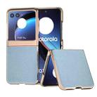 For Motorola Razr 40 Ultra Genuine Leather Mino Series Nano Plating Phone Case(Blue) - 1