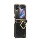For OPPO Find N2 Flip CaseMe 003 Crazy Horse Texture Leather Phone Case with Ring Holder(Coffee) - 1