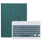 For iPad Air 2022 / iPad Pro 11 2021 Square Button 360 Degree Rotatable Bluetooth Keyboard Leather Case(Dark Green) - 1