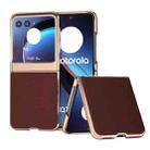 For Motorola Razr 40 Ultra Genuine Leather Silk Series Nano Plating Phone Case(Coffee) - 1