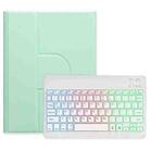 For iPad 10th Gen 10.9 2022 Three-color Backlight White 360 Degree Rotatable Bluetooth Keyboard Leather Case(Mint Green) - 1