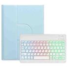 For iPad 10th Gen 10.9 2022 Three-color Backlight White 360 Degree Rotatable Bluetooth Keyboard Leather Case(Sky Blue) - 1