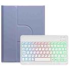 For iPad 10th Gen 10.9 2022 Three-color Backlight White 360 Degree Rotatable Bluetooth Keyboard Leather Case(Lavender Purple) - 1