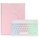 For iPad 10th Gen 10.9 2022 Three-color Backlight White 360 Degree Rotatable Bluetooth Keyboard Leather Case(Pink) - 1