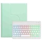 For iPad Air 2022 / iPad Pro 11 2021 Three-color Backlight White 360 Degree Rotatable Bluetooth Keyboard Leather Case(Mint Green) - 1