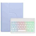 For iPad Air 2022 / iPad Pro 11 2021 Three-color Backlight White 360 Degree Rotatable Bluetooth Keyboard Leather Case(Light Purple) - 1