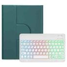 For iPad Air 2022 / iPad Pro 11 2021 Three-color Backlight White 360 Degree Rotatable Bluetooth Keyboard Leather Case(Dark Green) - 1