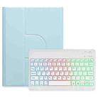For iPad Air 2022 / iPad Pro 11 2021 Three-color Backlight White 360 Degree Rotatable Bluetooth Keyboard Leather Case(Sky Blue) - 1