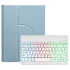 For iPad 10.2 2021 / Air 2019 Three-color Backlight White 360 Degree Rotatable Bluetooth Keyboard Leather Case(Mist Blue) - 1