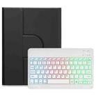 For iPad 10.2 2021 / Air 2019 Three-color Backlight White 360 Degree Rotatable Bluetooth Keyboard Leather Case(Black) - 1