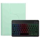For iPad 10th Gen 10.9 2022 Three-color Backlight Black 360 Degree Rotatable Bluetooth Keyboard Leather Case(Mint Green) - 1