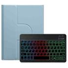 For iPad 10th Gen 10.9 2022 Three-color Backlight Black 360 Degree Rotatable Bluetooth Keyboard Leather Case(Mist Blue) - 1