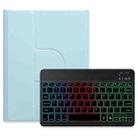 For iPad 10th Gen 10.9 2022 Three-color Backlight Black 360 Degree Rotatable Bluetooth Keyboard Leather Case(Sky Blue) - 1