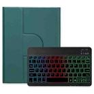 For iPad Air 2022 / iPad Pro 11 2021 Three-color Backlight Black 360 Degree Rotatable Bluetooth Keyboard Leather Case(Dark Green) - 1
