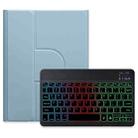For iPad 10.2 2021 / Air 2019 Three-color Backlight Black 360 Degree Rotatable Bluetooth Keyboard Leather Case(Mist Blue) - 1