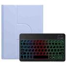 For iPad 10.2 2021 / Air 2019 Three-color Backlight Black 360 Degree Rotatable Bluetooth Keyboard Leather Case(Light Purple) - 1