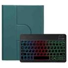 For iPad 10.2 2021 / Air 2019 Three-color Backlight Black 360 Degree Rotatable Bluetooth Keyboard Leather Case(Dark Green) - 1