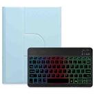 For iPad 10.2 2021 / Air 2019 Three-color Backlight Black 360 Degree Rotatable Bluetooth Keyboard Leather Case(Sky Blue) - 1
