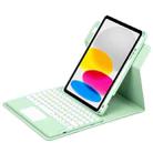 For iPad 10th Gen 10.9 2022 Round Button 360 Degree Rotatable Bluetooth Keyboard Leather Case with Touchpad(Mint Green) - 1