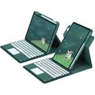 For iPad 10th Gen 10.9 2022 Round Button 360 Degree Rotatable Bluetooth Keyboard Leather Case with Touchpad(Dark Green) - 2