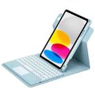 For iPad 10th Gen 10.9 2022 Round Button 360 Degree Rotatable Bluetooth Keyboard Leather Case with Touchpad(Sky Blue) - 1