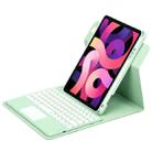 For iPad Air 2022 / iPad Pro 11 2021 Round Button 360 Degree Rotatable Bluetooth Keyboard Leather Case with Touchpad(Mint Green) - 1