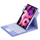 For iPad Air 2022 / iPad Pro 11 2021 Round Button 360 Degree Rotatable Bluetooth Keyboard Leather Case with Touchpad(Light Purple) - 1