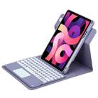 For iPad Air 2022 / iPad Pro 11 2021 Round Button 360 Degree Rotatable Bluetooth Keyboard Leather Case with Touchpad(Lavender Purple) - 1