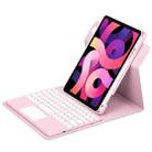 For iPad Air 2022 / iPad Pro 11 2021 Round Button 360 Degree Rotatable Bluetooth Keyboard Leather Case with Touchpad(Pink) - 1