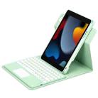 For iPad 10.2 2021 / Air 2019 Round Button 360 Degree Rotatable Bluetooth Keyboard Leather Case with Touchpad(Mint Green) - 1