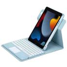 For iPad 10.2 2021 / Air 2019 Round Button 360 Degree Rotatable Bluetooth Keyboard Leather Case with Touchpad(Sky Blue) - 1