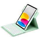 For iPad 10th Gen 10.9 2022 Round Button 360 Degree Rotatable Bluetooth Keyboard Leather Case(Mint Green) - 1