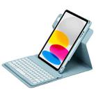 For iPad 10th Gen 10.9 2022 Round Button 360 Degree Rotatable Bluetooth Keyboard Leather Case(Mist Blue) - 1