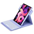 For iPad Air 2022 / iPad Pro 11 2021 Round Button 360 Degree Rotatable Bluetooth Keyboard Leather Case(Light Purple) - 1