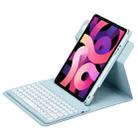 For iPad Air 2022 / iPad Pro 11 2021 Round Button 360 Degree Rotatable Bluetooth Keyboard Leather Case(Sky Blue) - 1