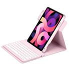 For iPad Air 2022 / iPad Pro 11 2021 Round Button 360 Degree Rotatable Bluetooth Keyboard Leather Case(Pink) - 1