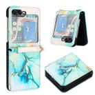 For Samsung Galaxy Z Flip5 PT003 Marble Pattern Flip Leather Phone Case(Green LS003) - 1