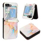 For Samsung Galaxy Z Flip5 PT003 Marble Pattern Flip Leather Phone Case(Marble White LS004) - 1