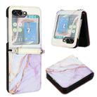 For Samsung Galaxy Z Flip5 PT003 Marble Pattern Flip Leather Phone Case(White Purple LS006) - 1