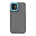 For iPhone 11 Color Contrast Lens Frame Transparent TPU Phone Case(Black + Sky Blue) - 1