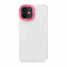 For iPhone 11 Color Contrast Lens Frame Transparent TPU Phone Case(Transparent + Rose Red) - 1